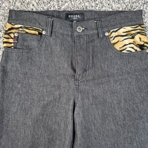 Guess Jeans Tiger Trim Jeans Women's Size 28 Black Y2K Rockstar Grunge Glam